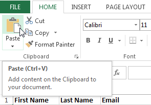 Screenshot of Excel 2013