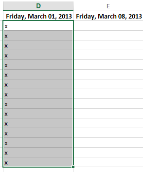 Screenshot of Excel 2013