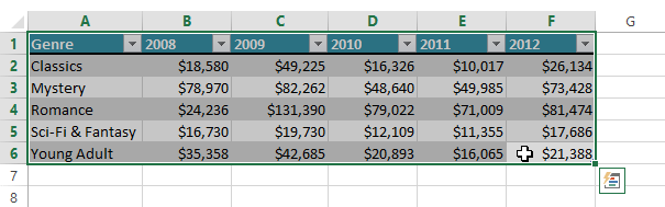 Screenshot of Excel 2013