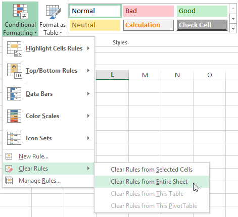 Screenshot of Excel 2013