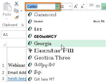 Screenshot of Excel 2013