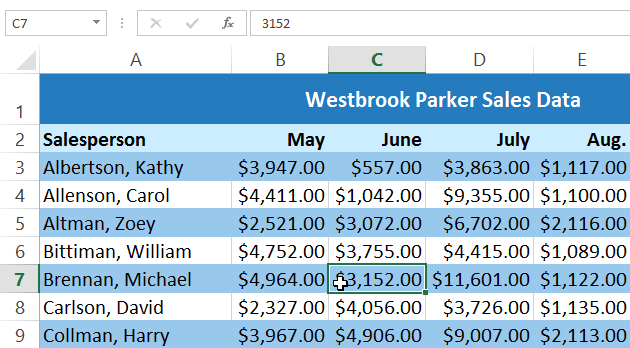 Screenshot of Excel 2013