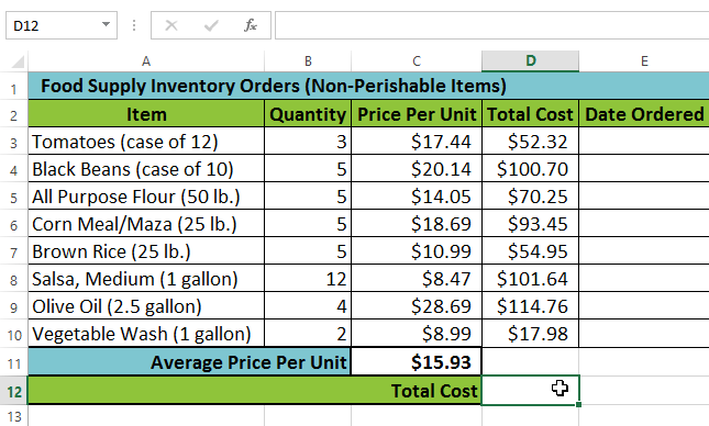 Screenshot of Excel 2013