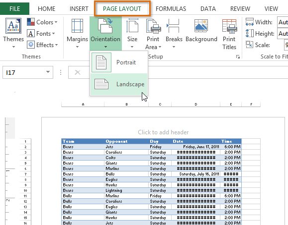 Screenshot of Excel 2013