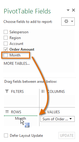 Screenshot of Excel 2013