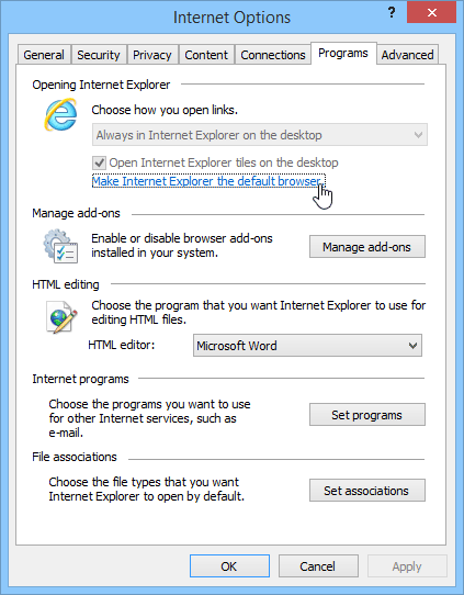 screenshot of Internet Explorer 11