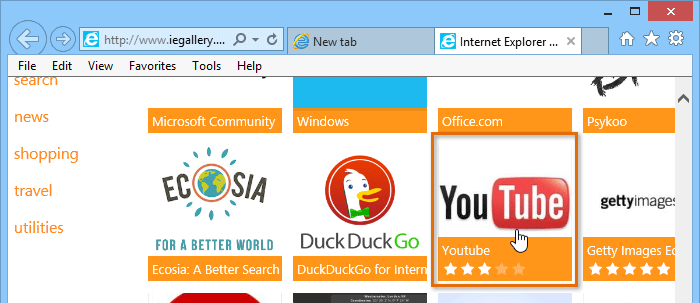 screenshot of Internet Explorer 11