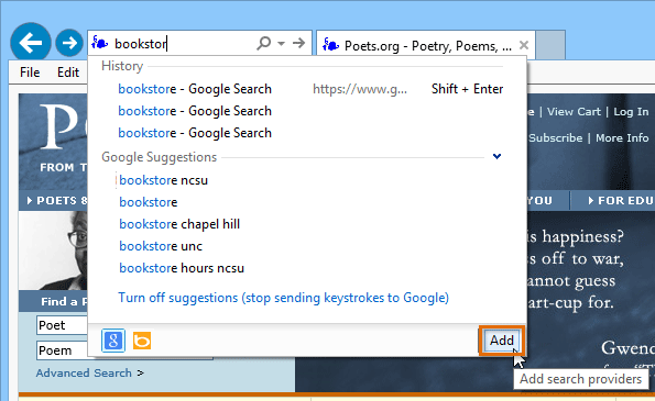 screenshot of Internet Explorer 11