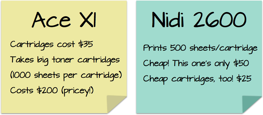 image comparing different printers