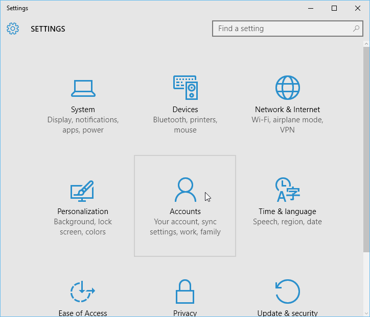 navigating to the Account settings from the Settings app