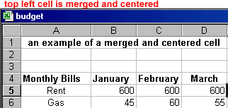 Top left cell is merged and centered.