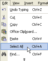 Choosing Select All from the Edit menu