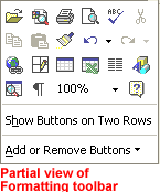 Partial view of Word 2002's Formatting toolbar