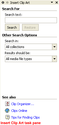 Insert Clip Art task pane