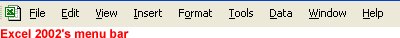 Excel 2002's menu bar