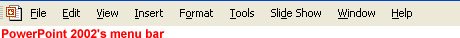 PowerPoint 2002's menu bar