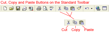 Cut, Copy, Paste Buttons