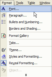 Font Menu List