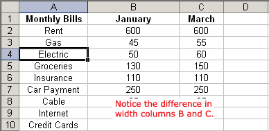 Drag Column To Enlarge It