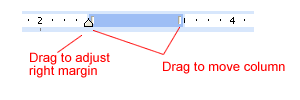 Adjust Columns using the Ruler