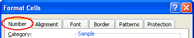 The Number Tab on the Format Cells Dialog Box