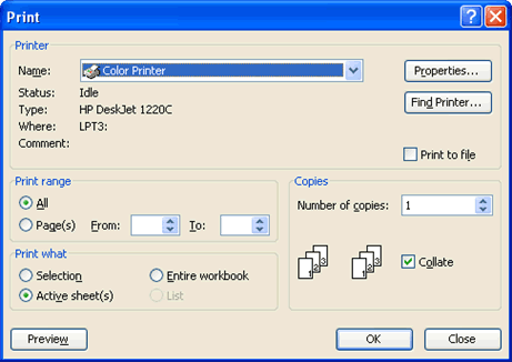 Print Dialog Box