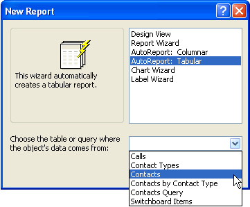 Select Table or Query To Be Used In Report