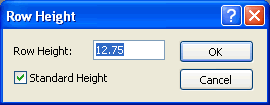 Row Height Dialog Box