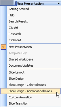 Choose Slide Design, Animation Schemes